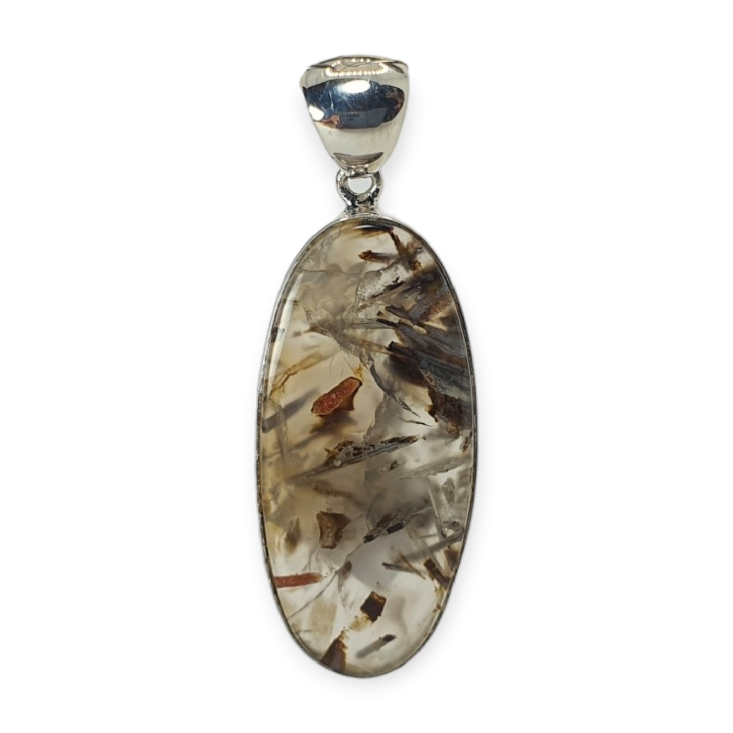Crystals - Turkish Stick Agate Pendant - Sterling Silver