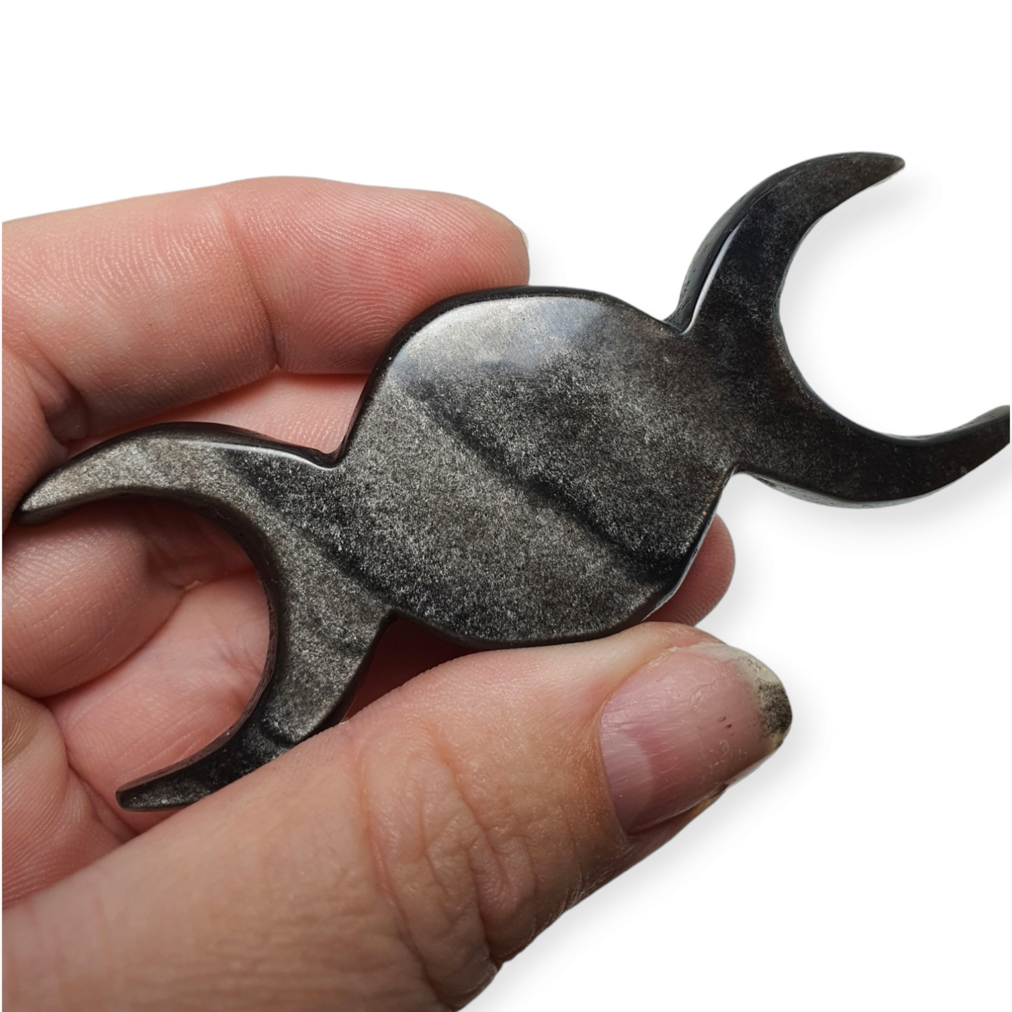 Crystals - Silver SheenObsidian Triple Moon Carving
