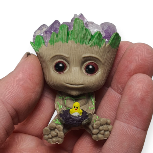 Crystals - Groot Figurine with Amethyst