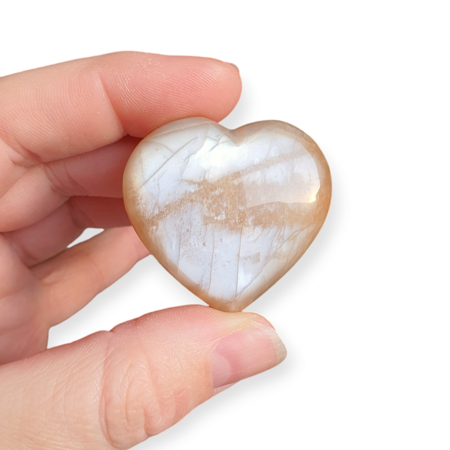 Crystals - Peach Moonstone Polished Heart (Small)