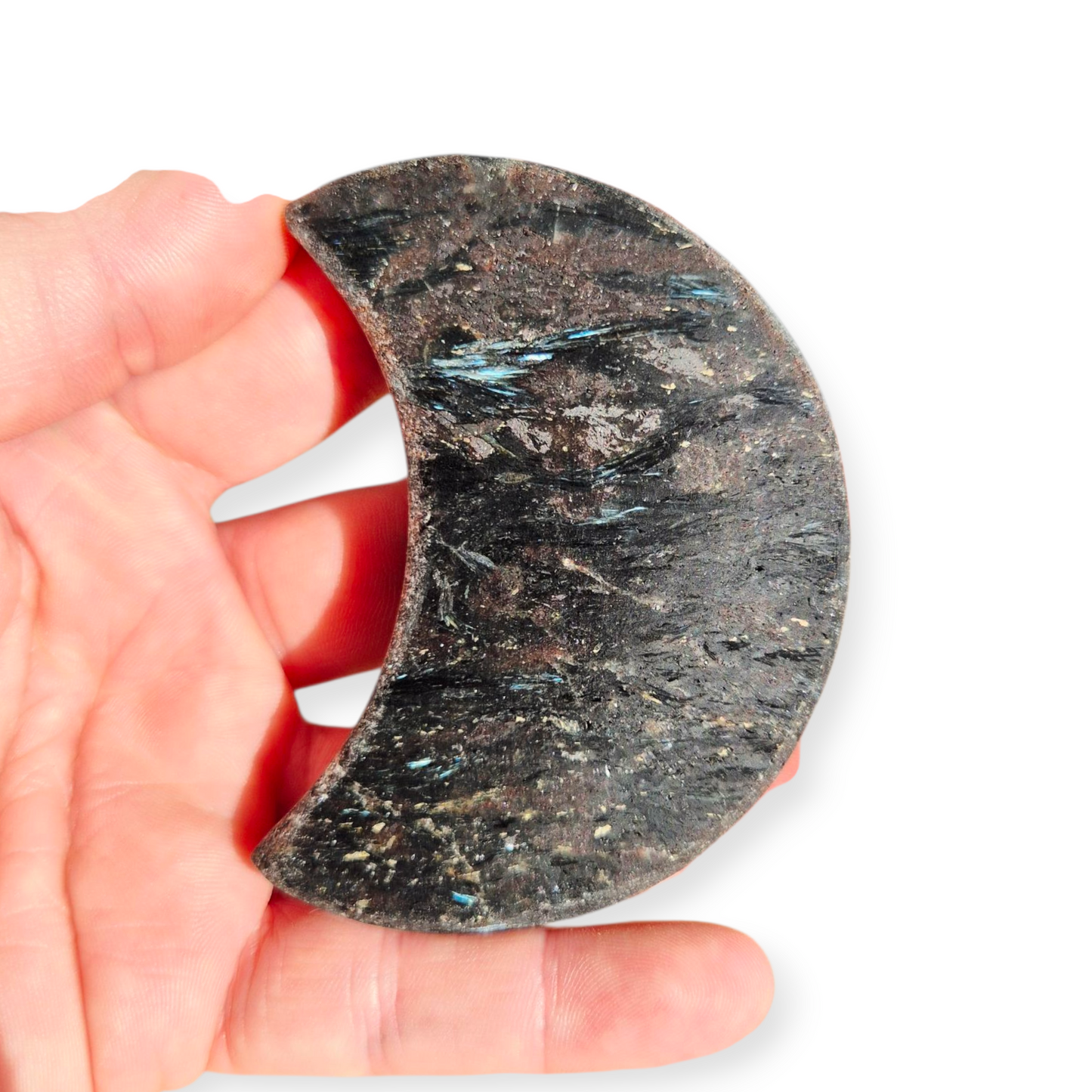 Crystals - Arfvedsonite Moon Carving