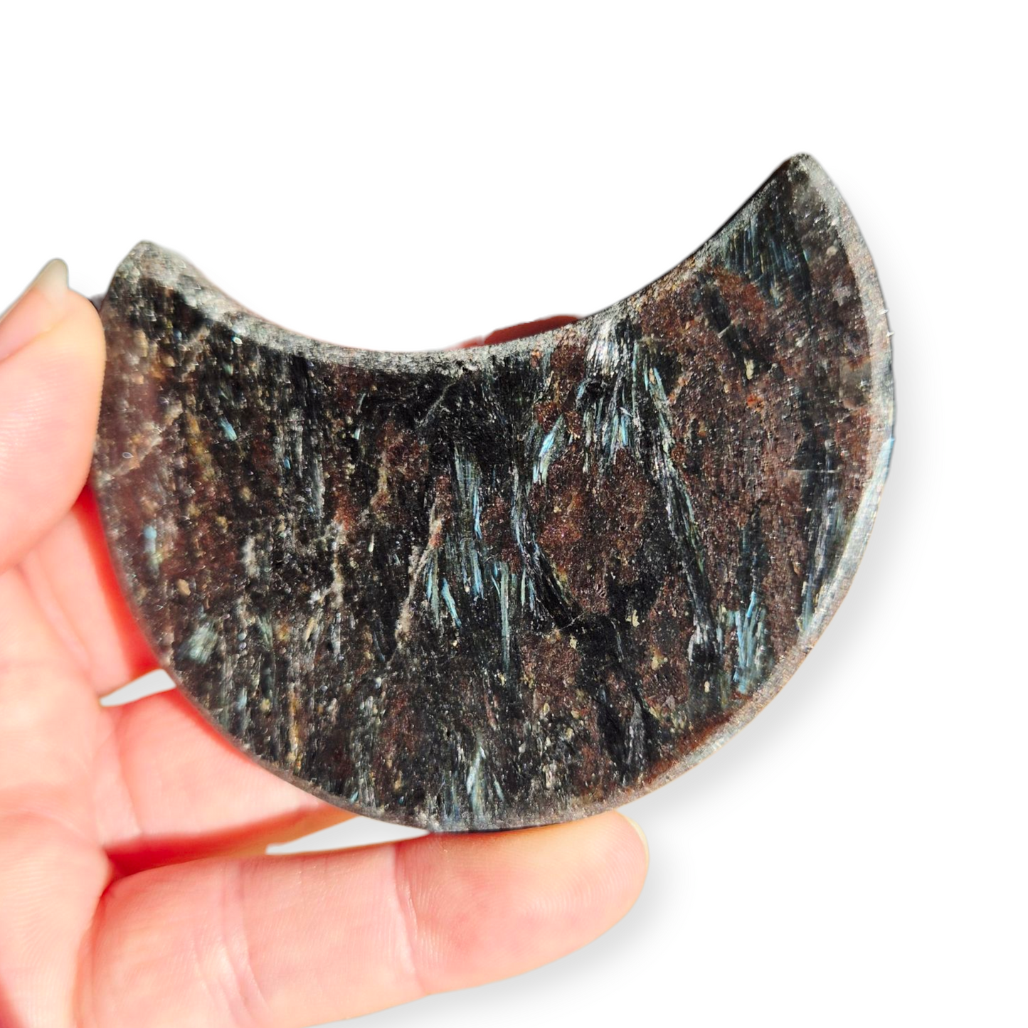 Crystals - Arfvedsonite Moon Carving