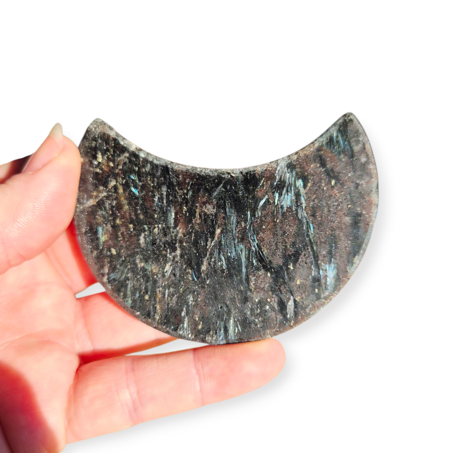 Crystals - Arfvedsonite Moon Carving