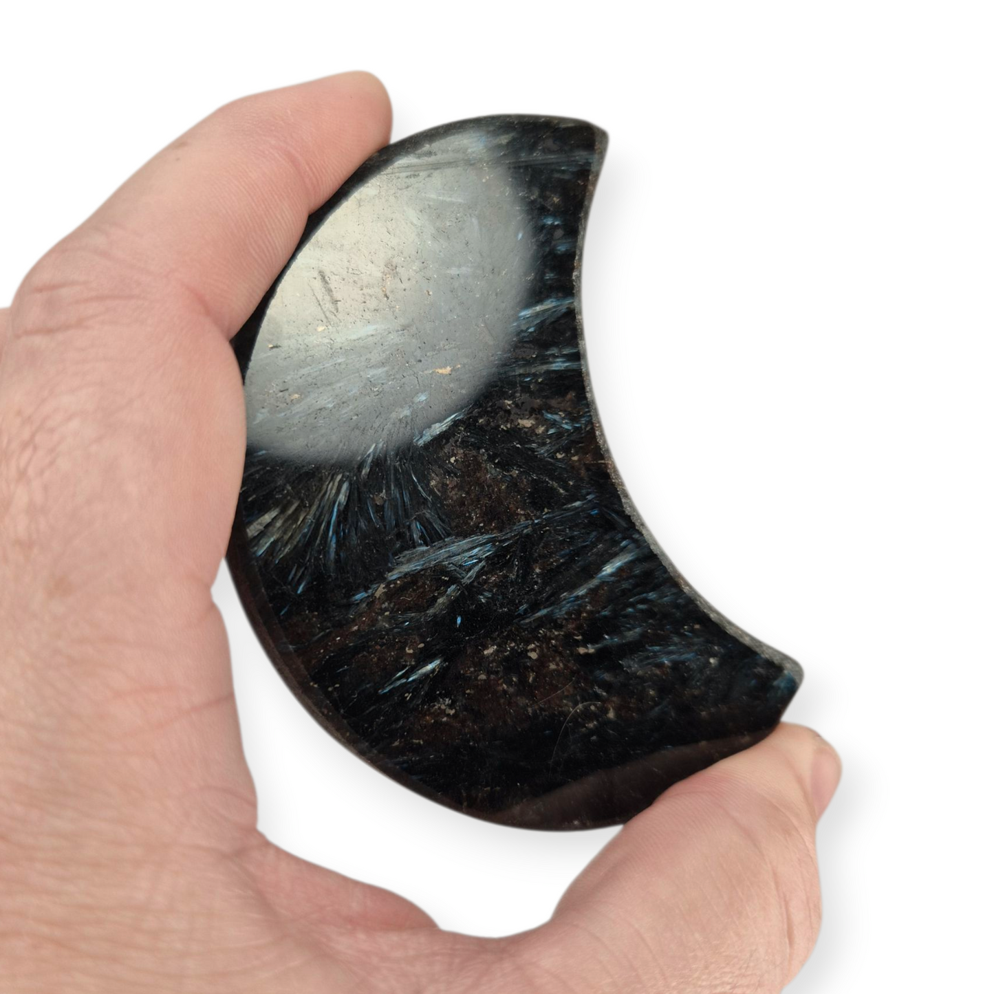 Crystals - Arfvedsonite Moon Carving