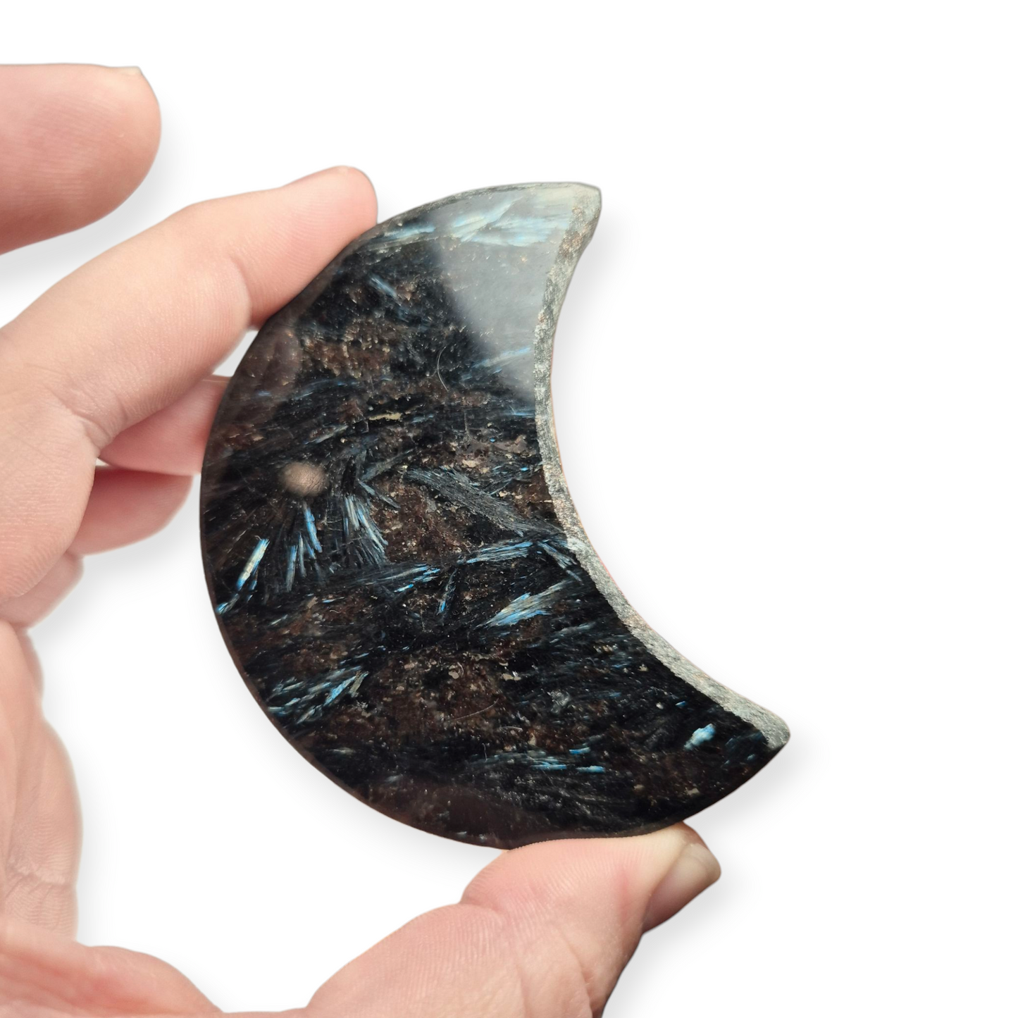 Crystals - Arfvedsonite Moon Carving