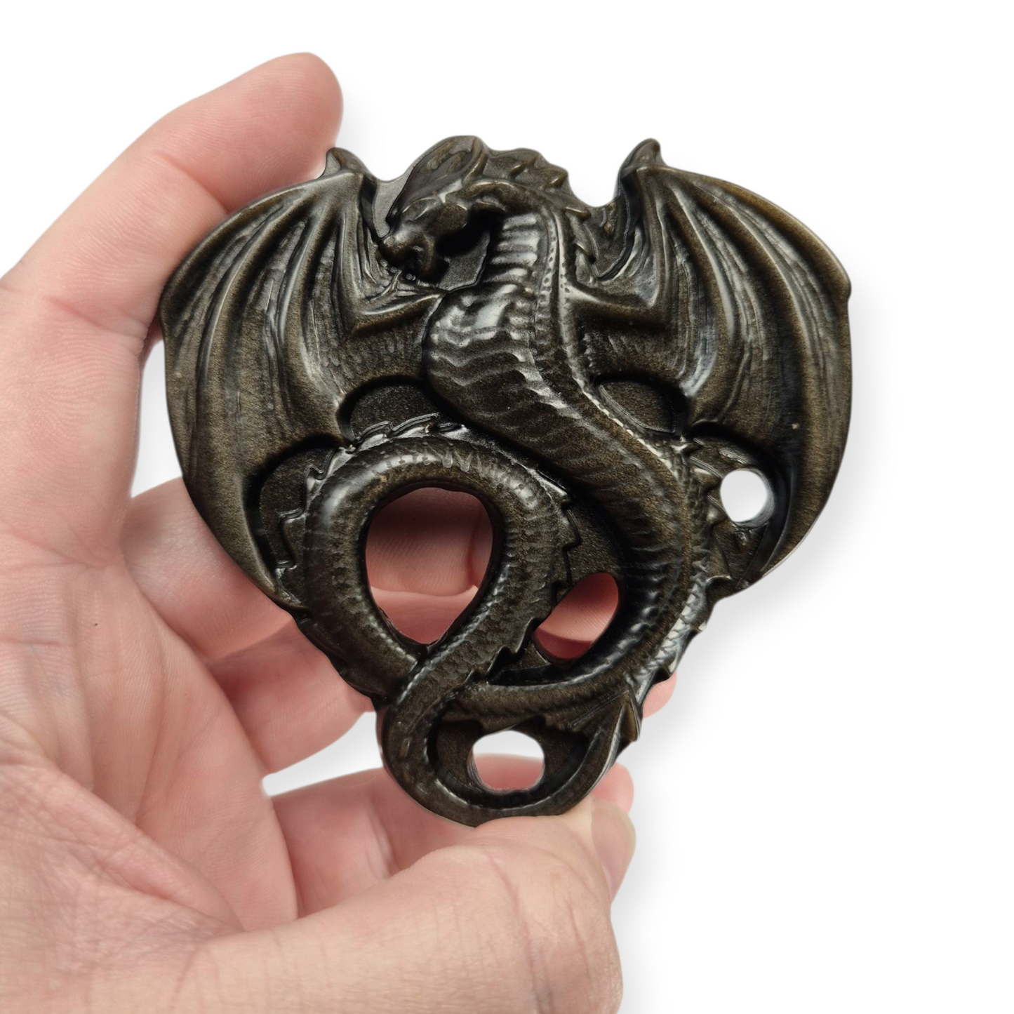 Crystals - Gold Sheen Obsidian Dragon Carving
