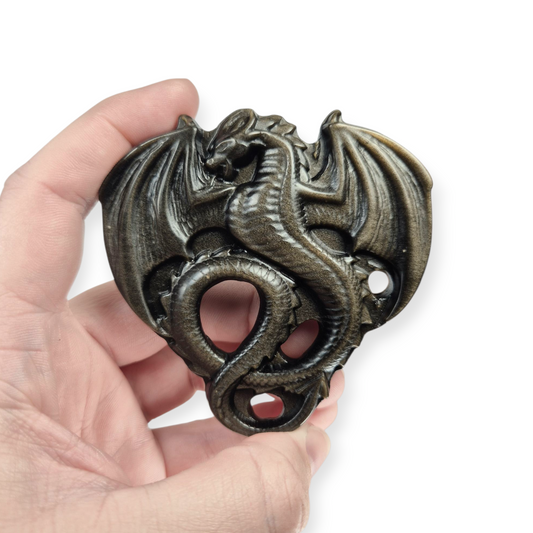 Crystals - Gold Sheen Obsidian Dragon Carving