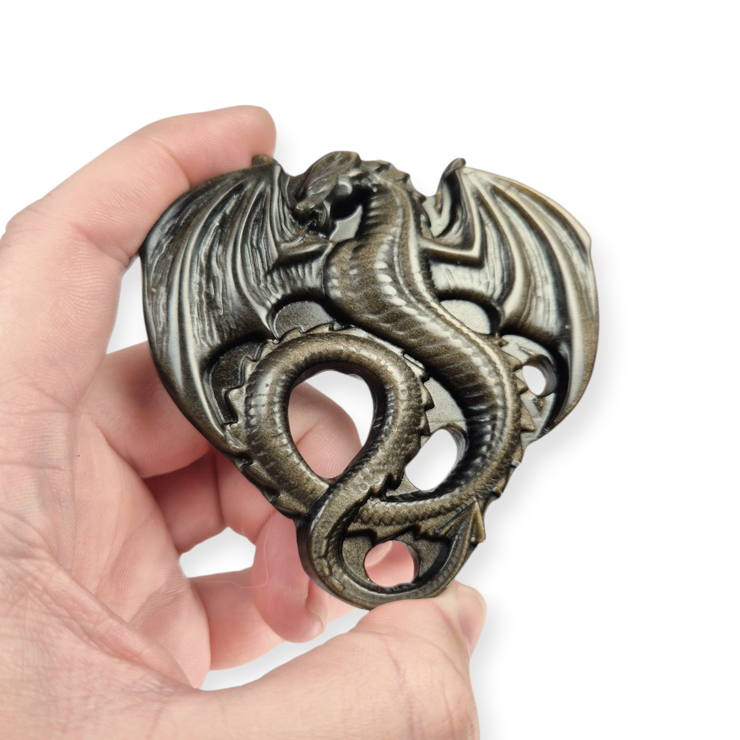 Crystals - Gold Sheen Obsidian Dragon Carving