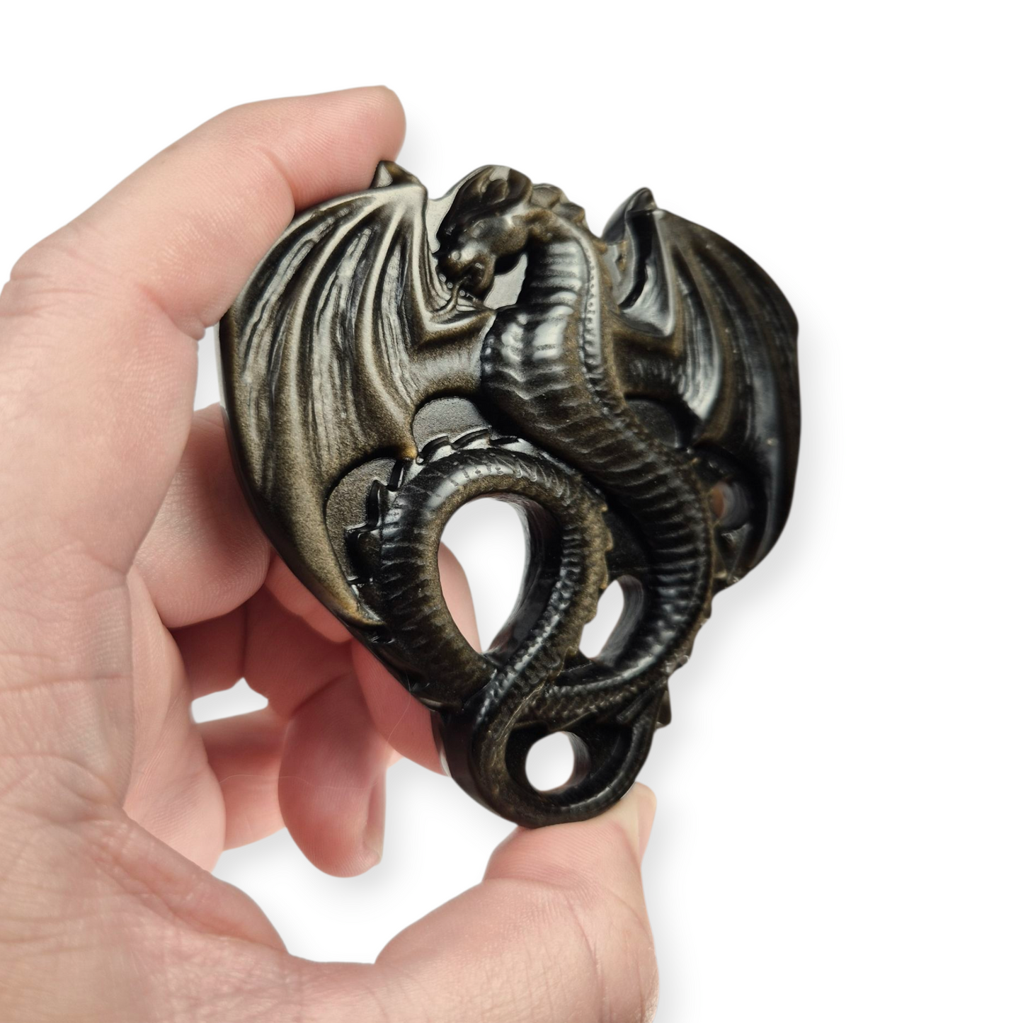 Crystals - Gold Sheen Obsidian Dragon Carving