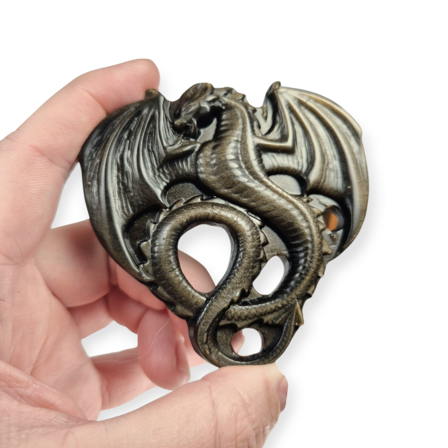 Crystals - Gold Sheen Obsidian Dragon Carving