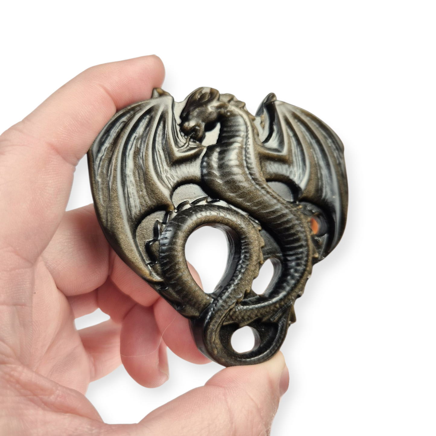 Crystals - Gold Sheen Obsidian Dragon Carving