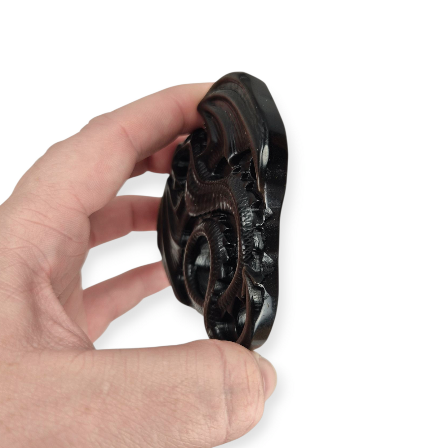 Crystals - Silver Sheen Obsidian Dragon Carving