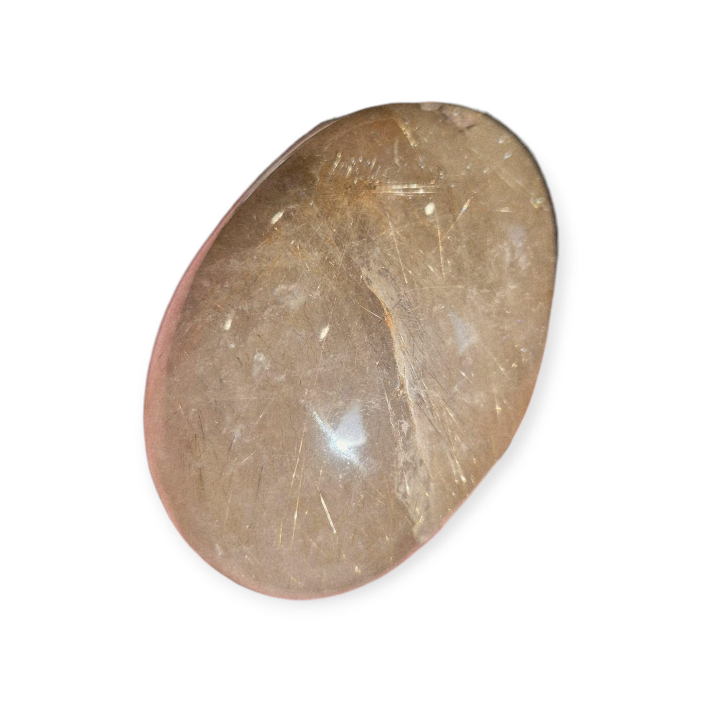 Crystals - Golden Rutile in Clear Quartz Palmstone