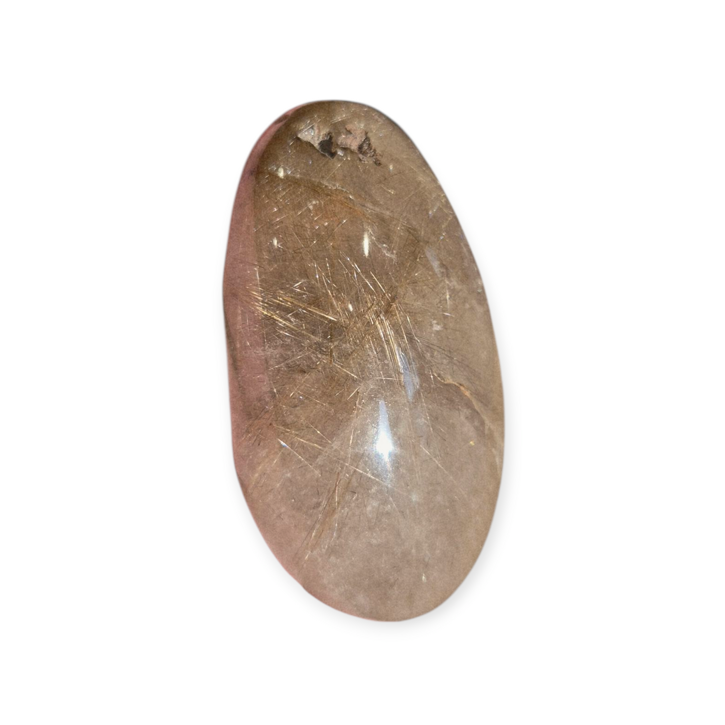 Crystals - Golden Rutile in Clear Quartz Palmstone