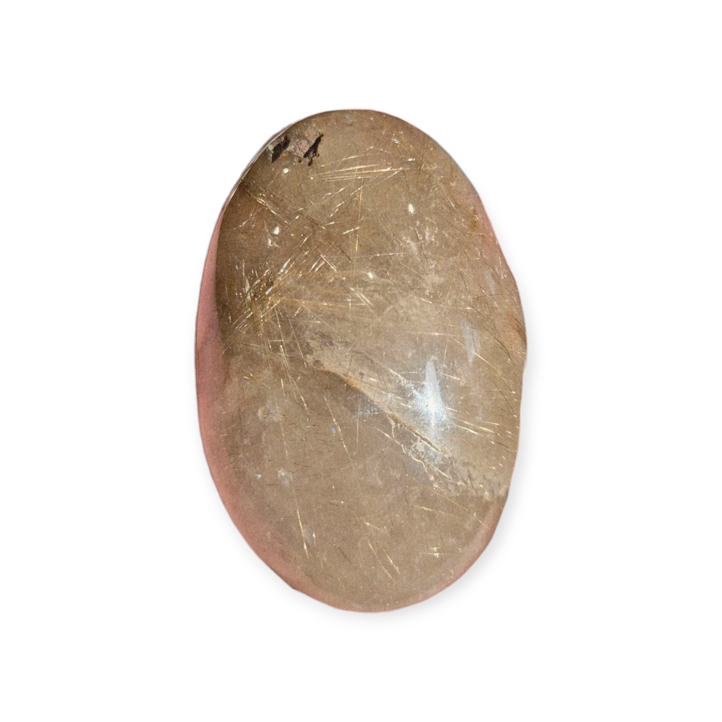 Crystals - Golden Rutile in Clear Quartz Palmstone