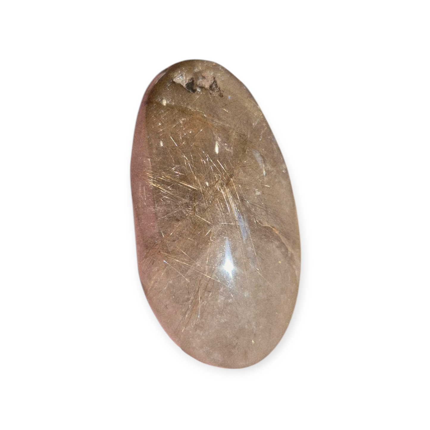 Crystals - Golden Rutile in Clear Quartz Palmstone