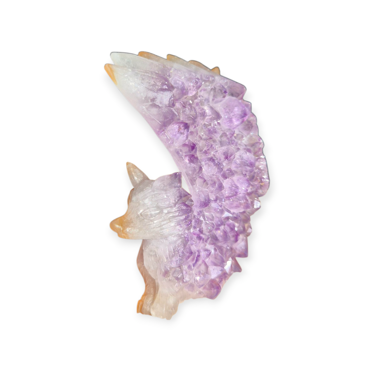 Crystals - Amethyst Cluster Kitsune/Fox Carving