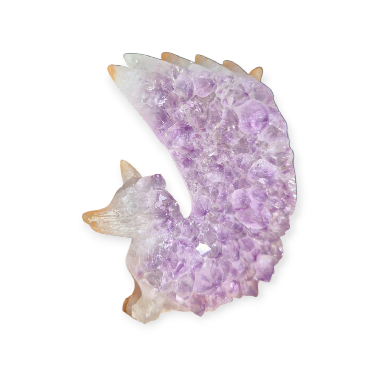 Crystals - Amethyst Cluster Kitsune/Fox Carving