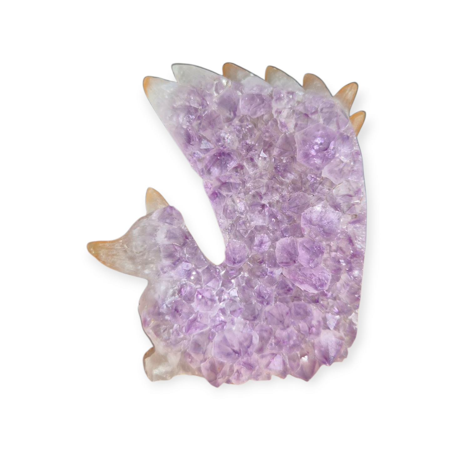 Crystals - Amethyst Cluster Kitsune/Fox Carving