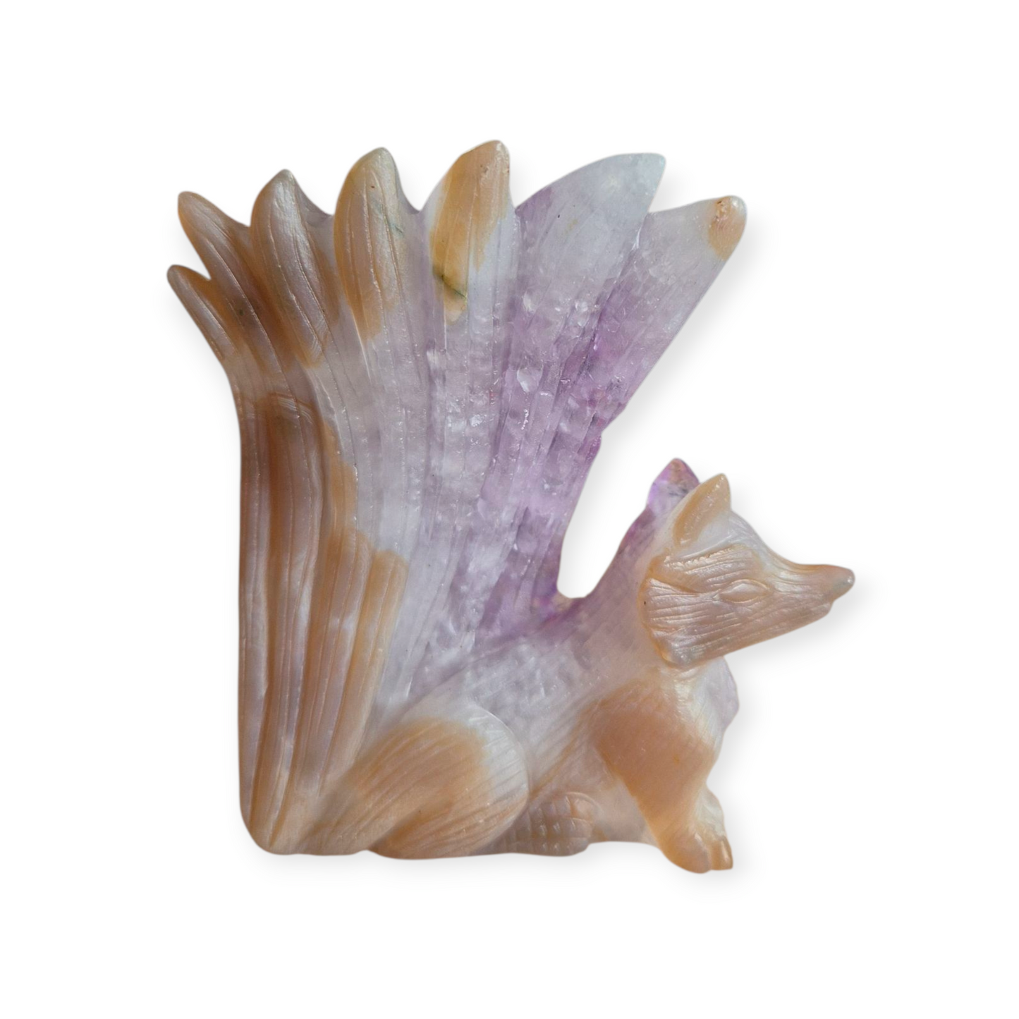 Crystals - Amethyst Cluster Kitsune/Fox Carving