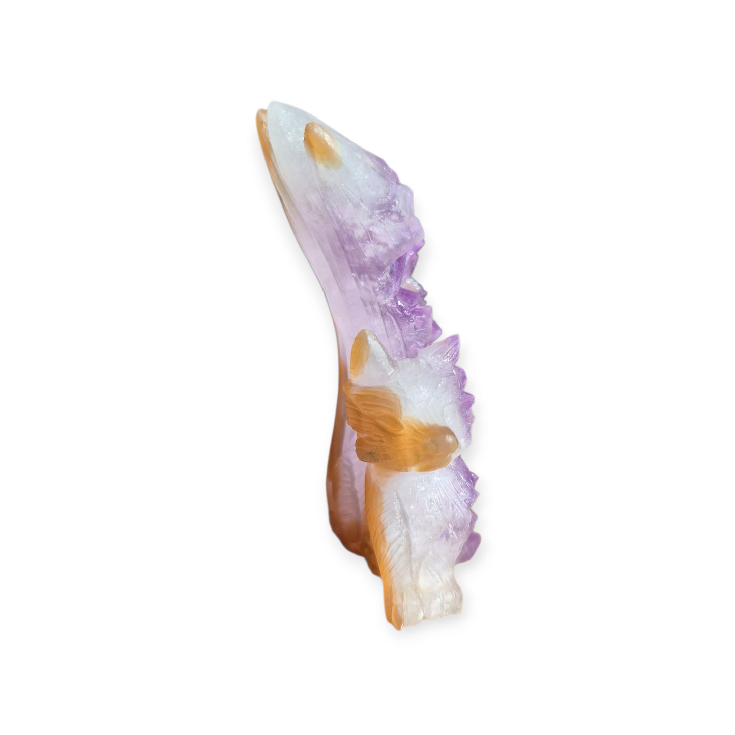 Crystals - Amethyst Cluster Kitsune/Fox Carving