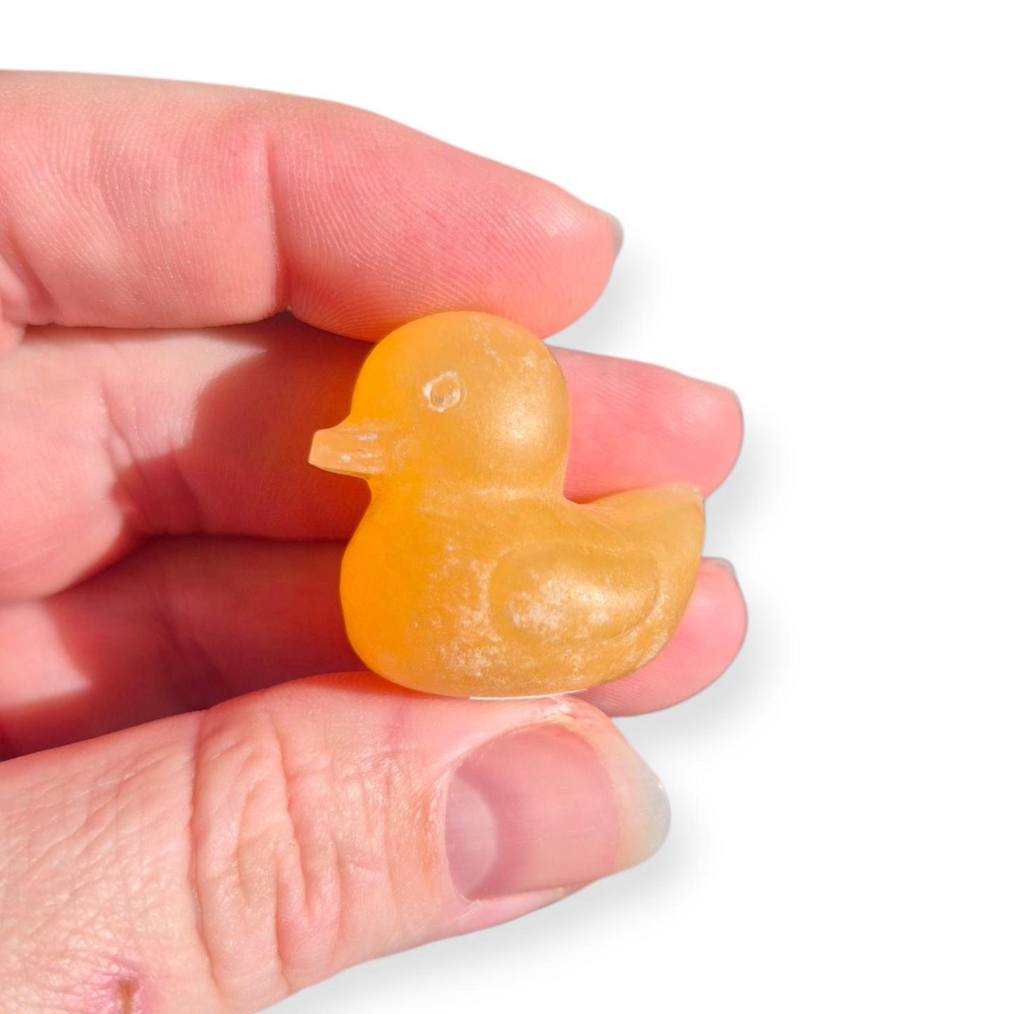 Crystals - Orange Calcite Rubber Ducky Carving