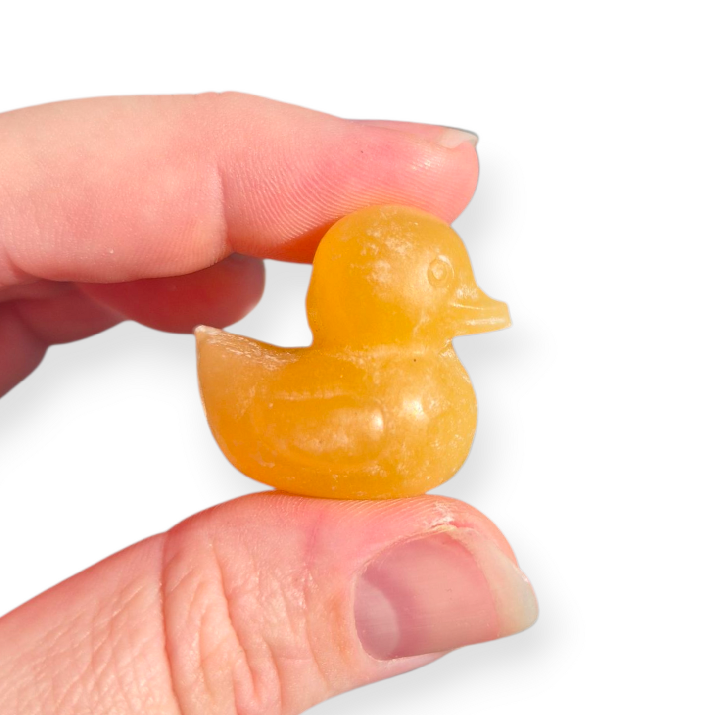 Crystals - Orange Calcite Rubber Ducky Carving