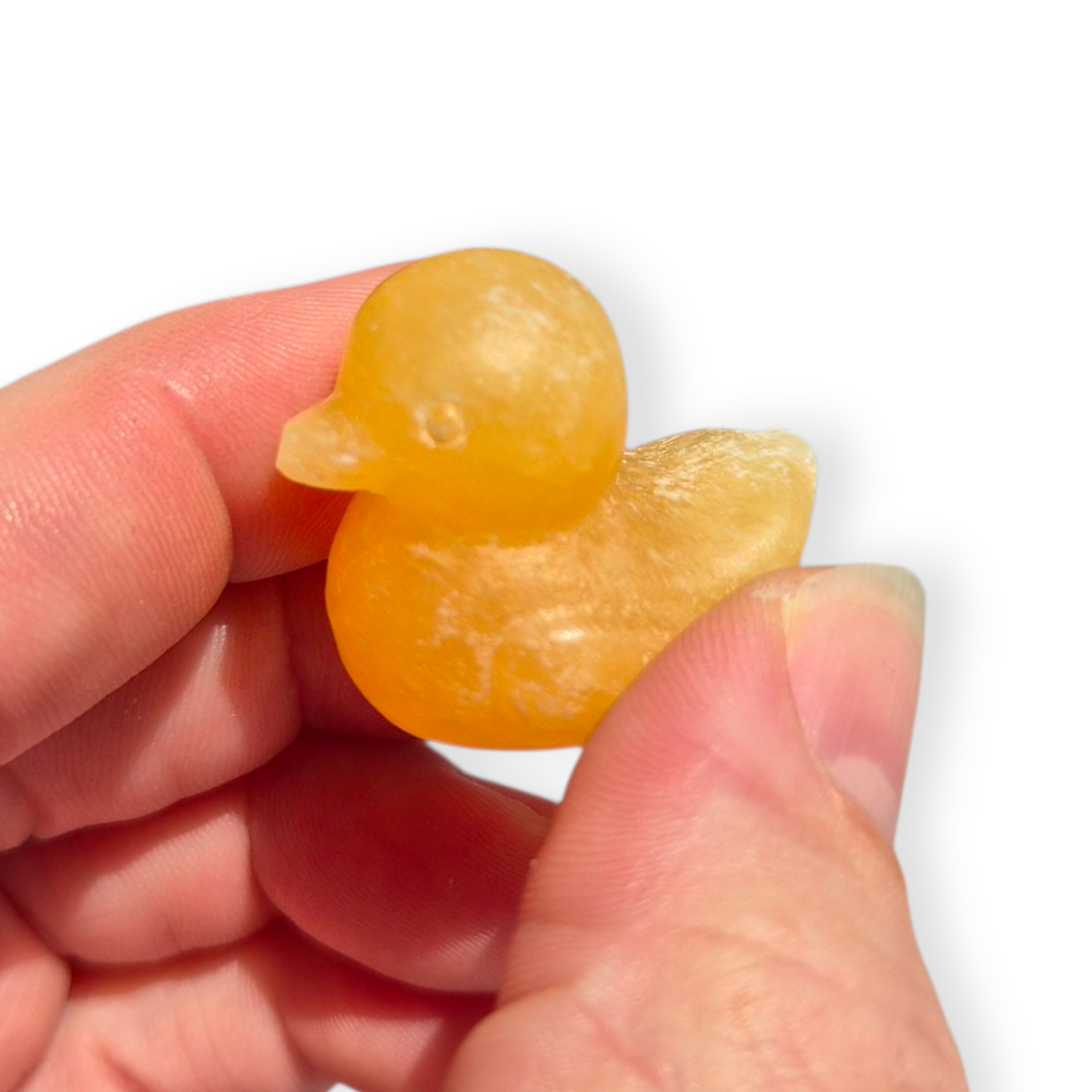 Crystals - Orange Calcite Rubber Ducky Carving