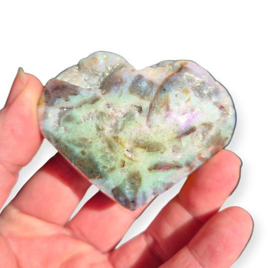 Crystals - Aura Coated Sphalerite Heart Carving