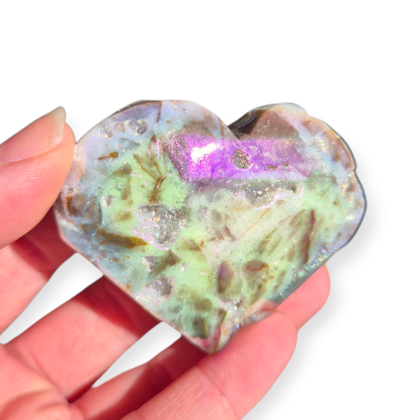 Crystals - Aura Coated Sphalerite Heart Carving