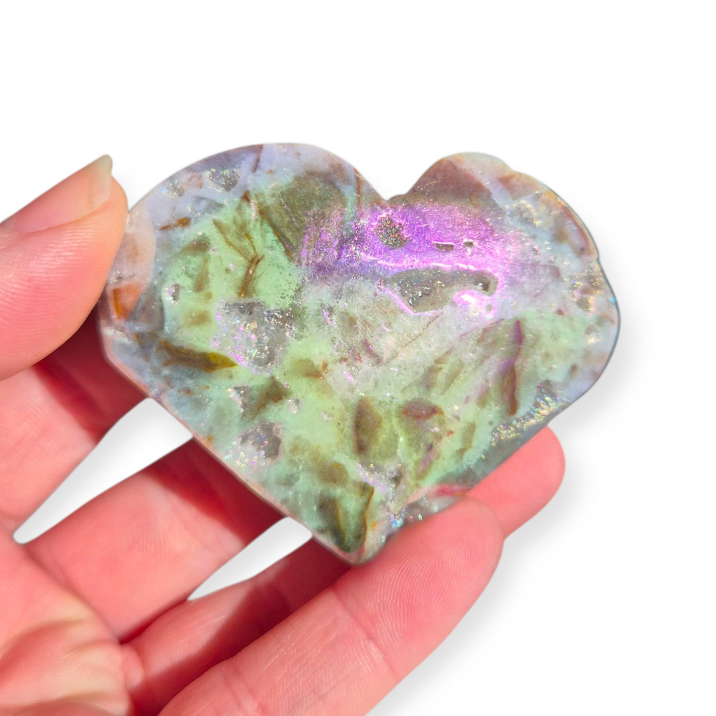 Crystals - Aura Coated Sphalerite Heart Carving