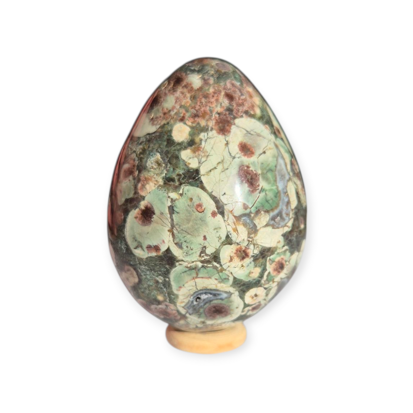 Crystals - Green Flower Jasper Polished Egg