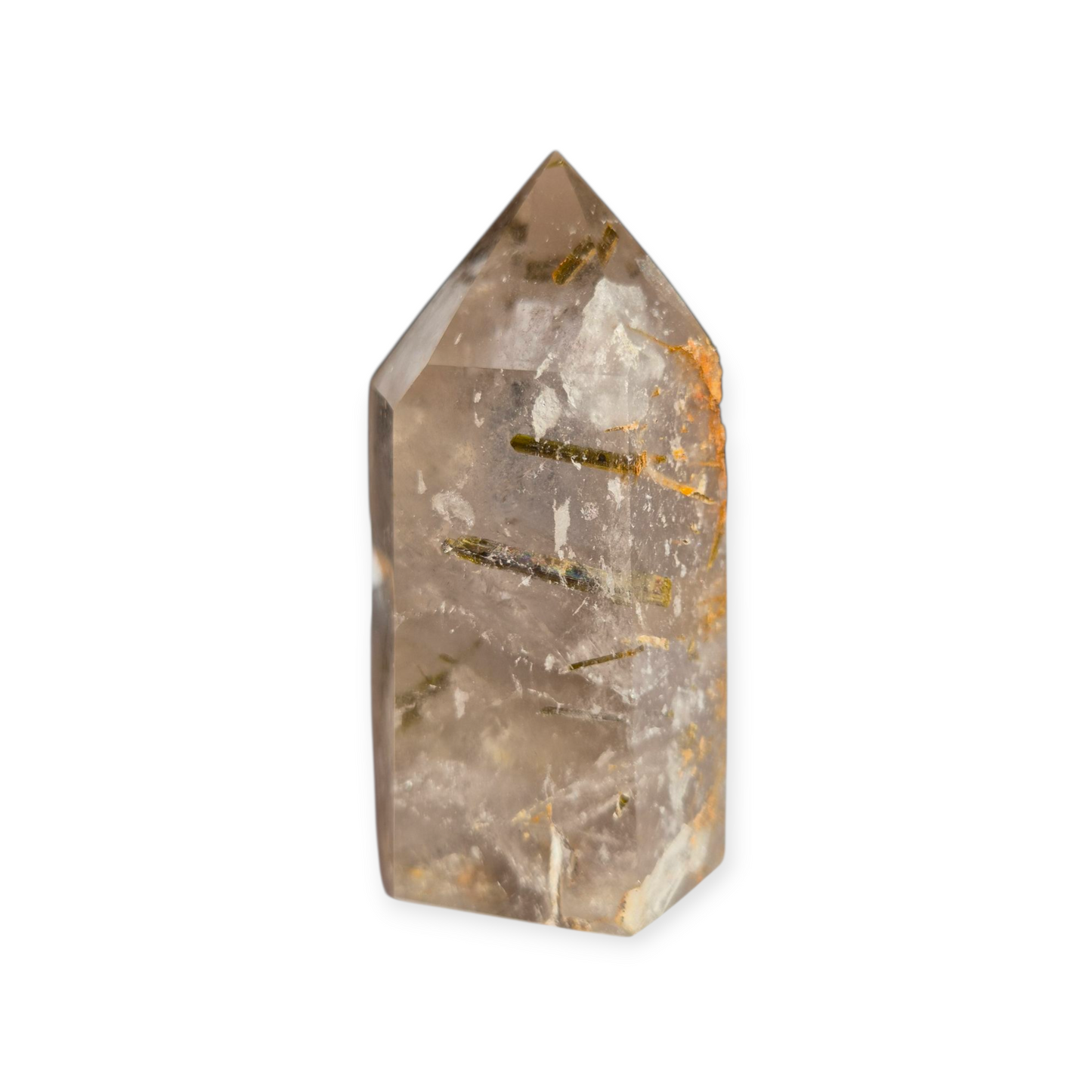 Crystals - Green Tourmaline in Smoky Quartz Generator/Tower