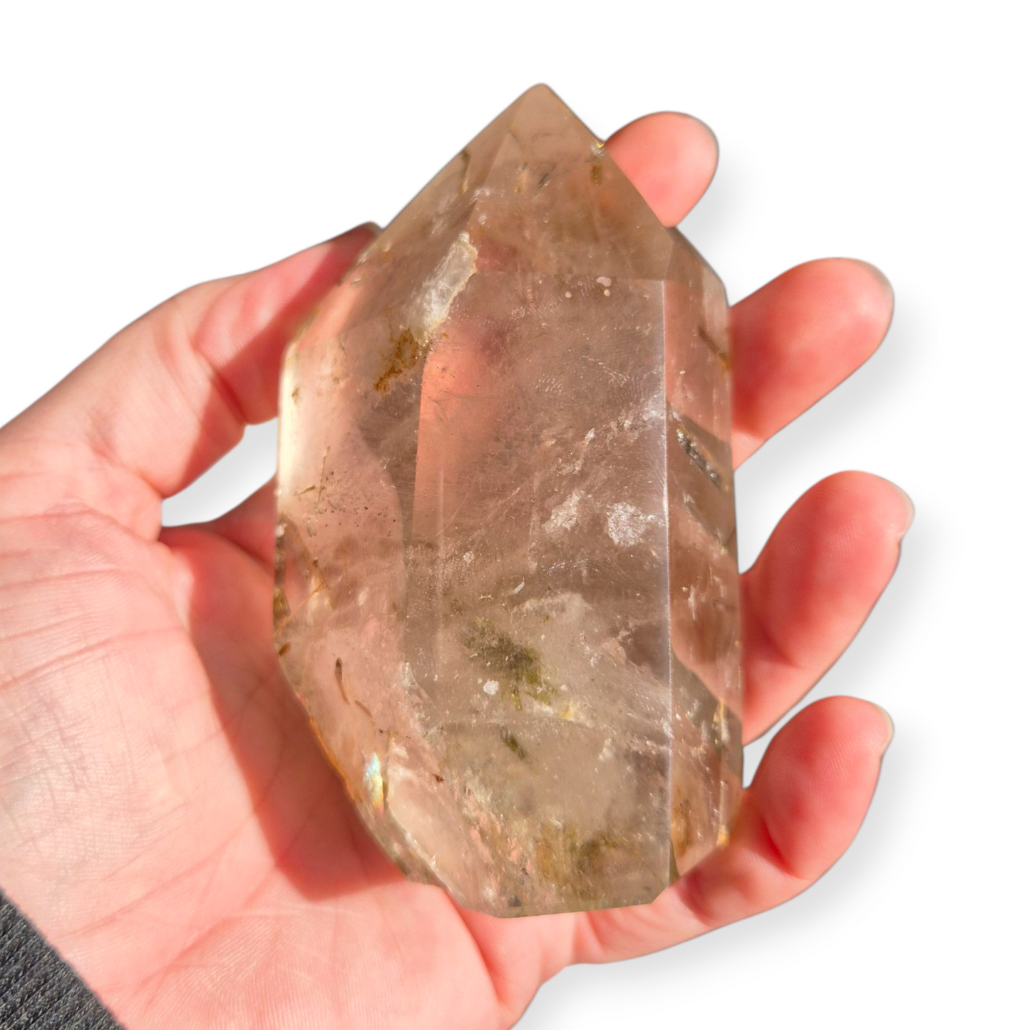 Crystals - Green Tourmaline in Smoky Quartz Generator/Tower