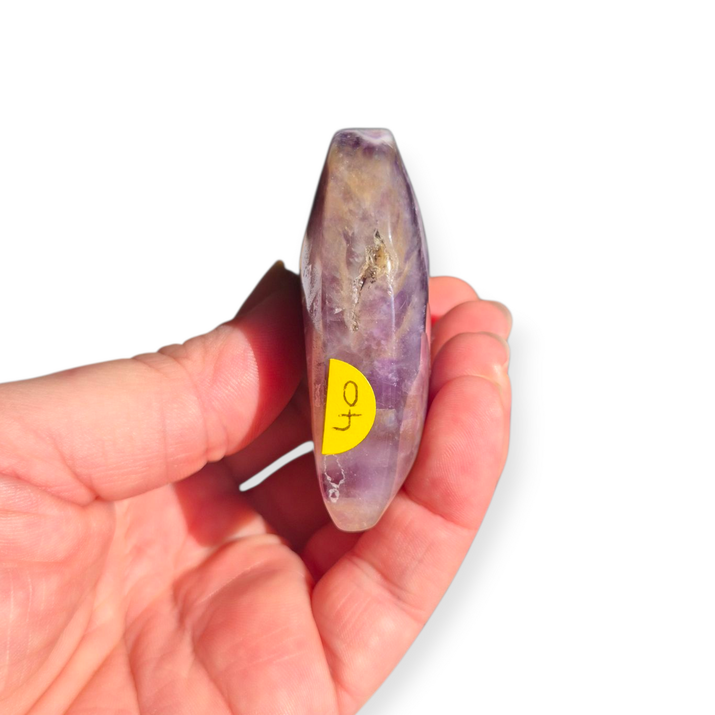Crystals - Chevron Amethyst (Dream Amethyst) Heart (with Smoky Quartz Inclusions)