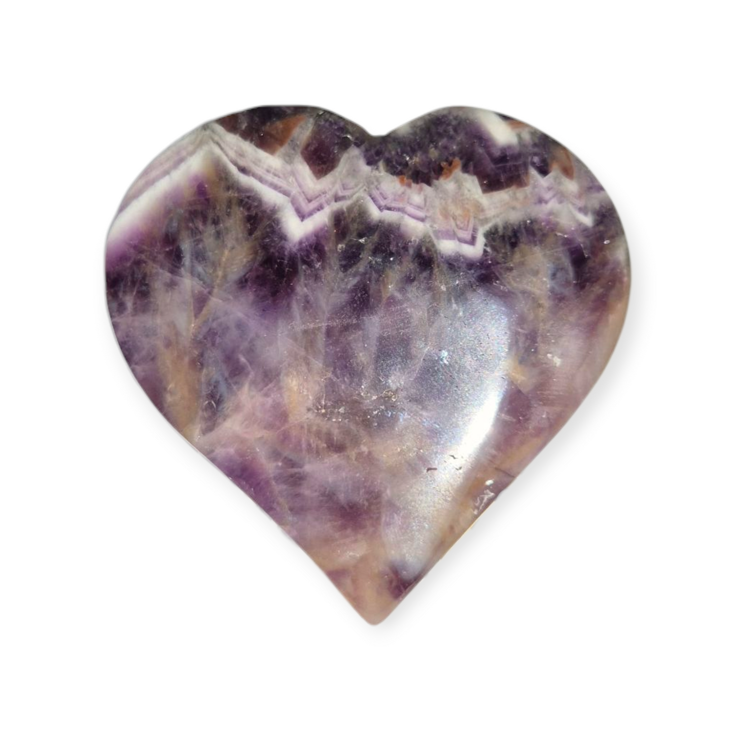 Crystals - Chevron Amethyst (Dream Amethyst) Heart (with Smoky Quartz Inclusions)