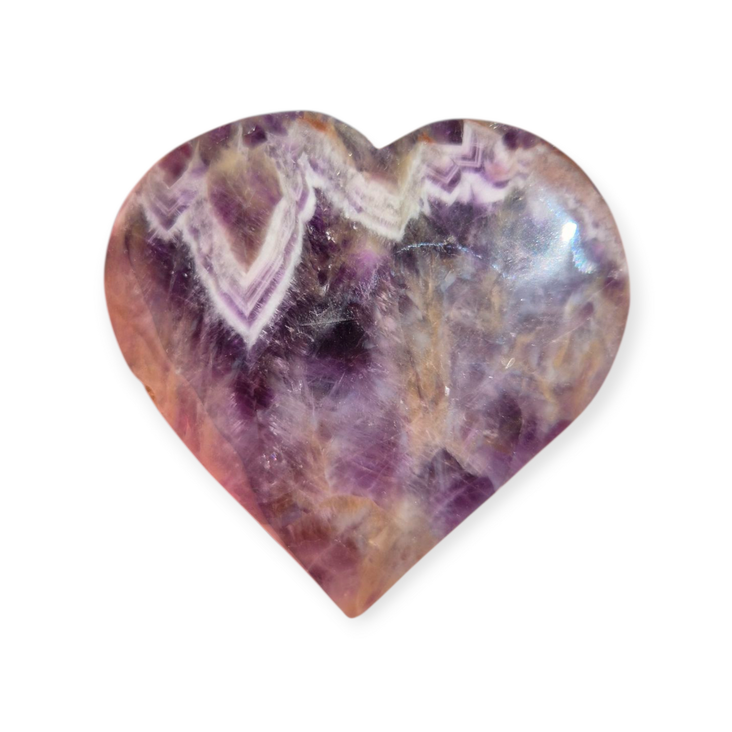 Crystals - Chevron Amethyst (Dream Amethyst) Heart (with Smoky Quartz Inclusions)