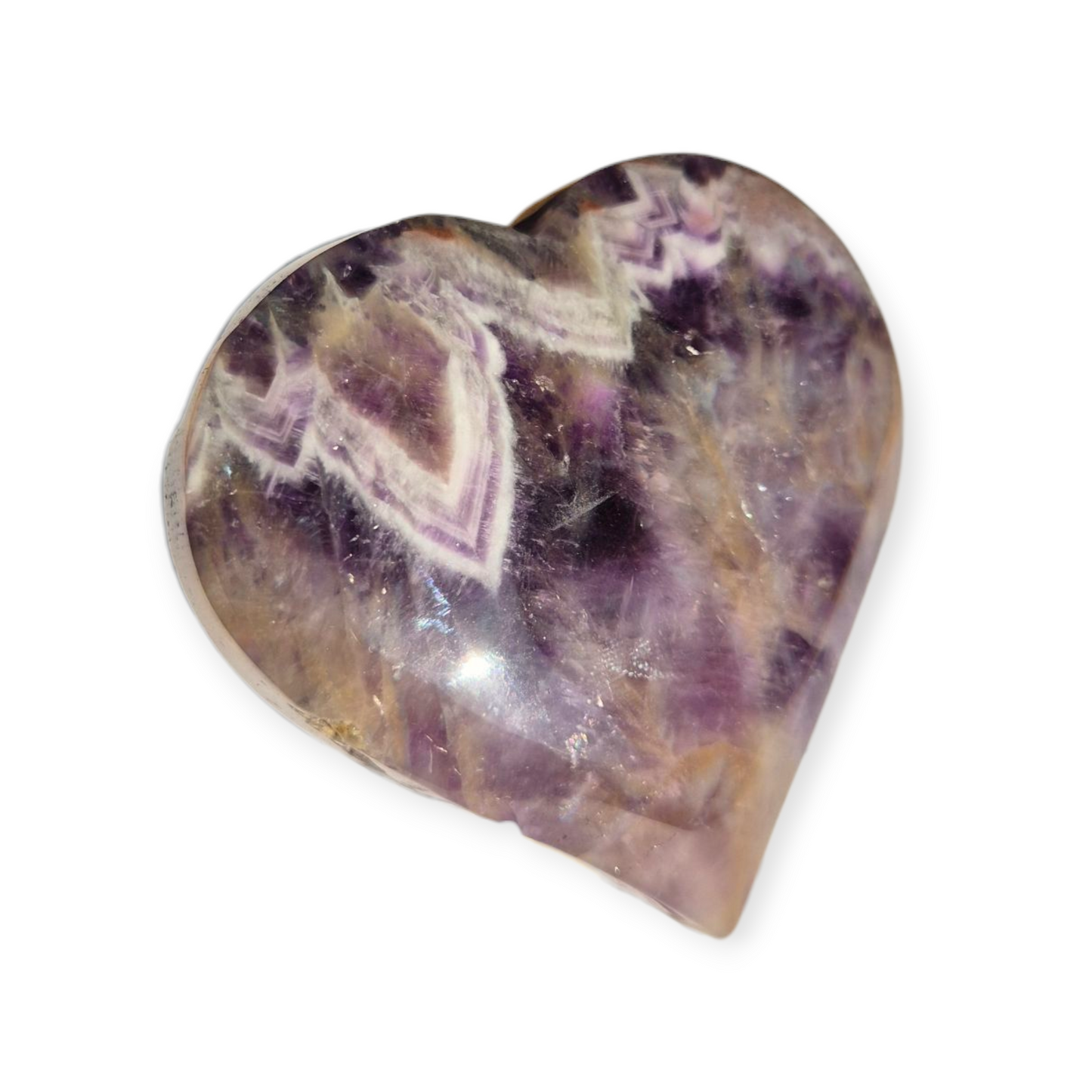 Crystals - Chevron Amethyst (Dream Amethyst) Heart (with Smoky Quartz Inclusions)
