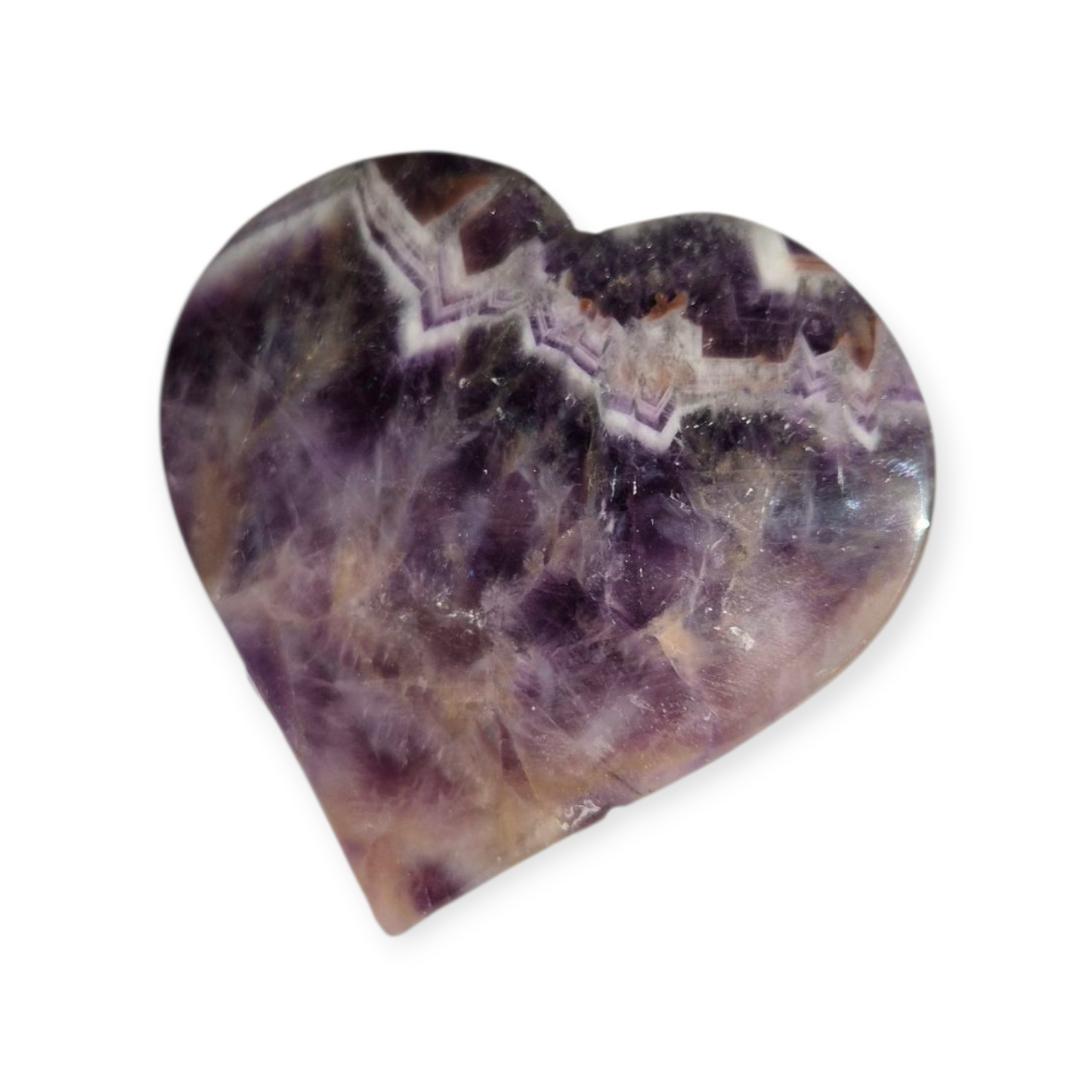 Crystals - Chevron Amethyst (Dream Amethyst) Heart (with Smoky Quartz Inclusions)