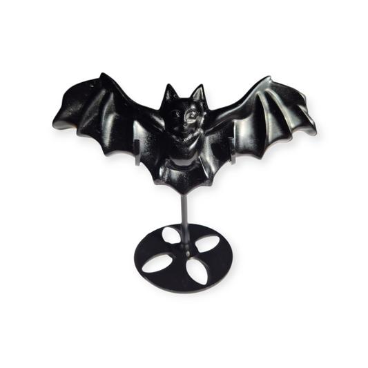 Crystals - Black Obsidian Bat Carving with Stand