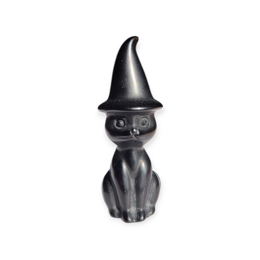 Crystals - Black Obsidian Witch Cat Carvings
