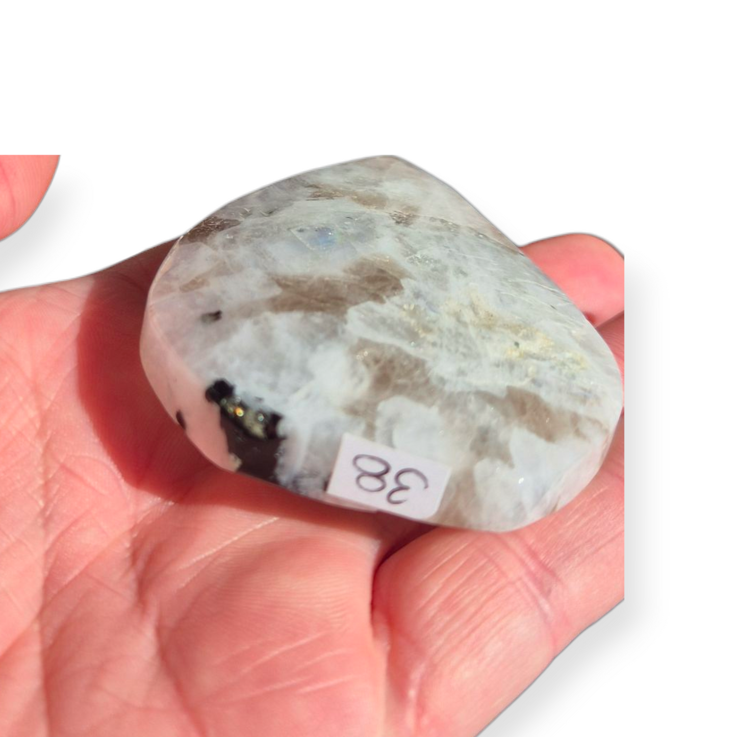 Crystals - Rainbow Moonstone (with Smoky Quartz inclusions) Freeform