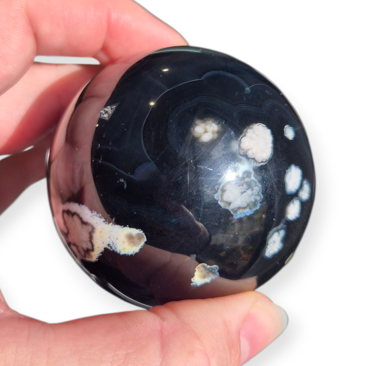 Crystals - Black Cherry Blossom Agate Sphere