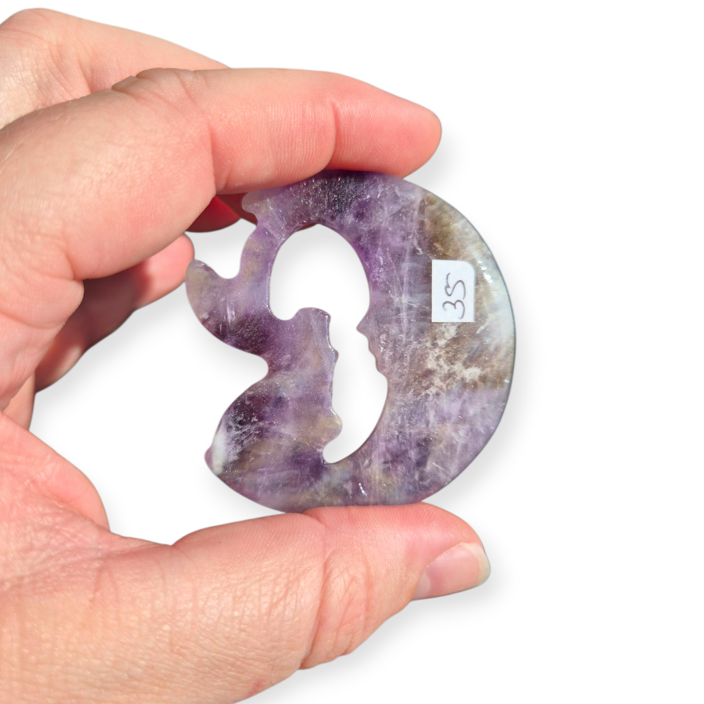 Crystals - Amethyst with Smoky Quartz Fairy and Moon Carving