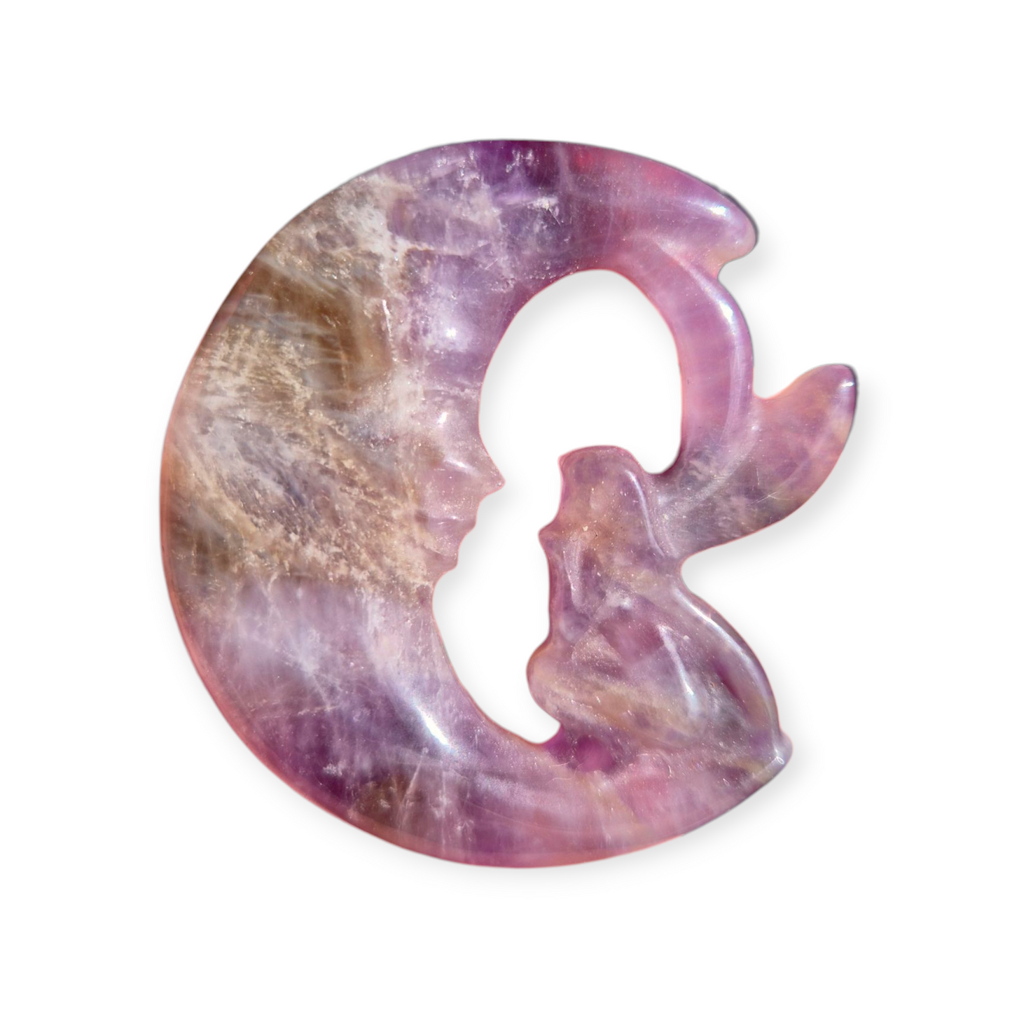 Crystals - Amethyst with Smoky Quartz Fairy and Moon Carving