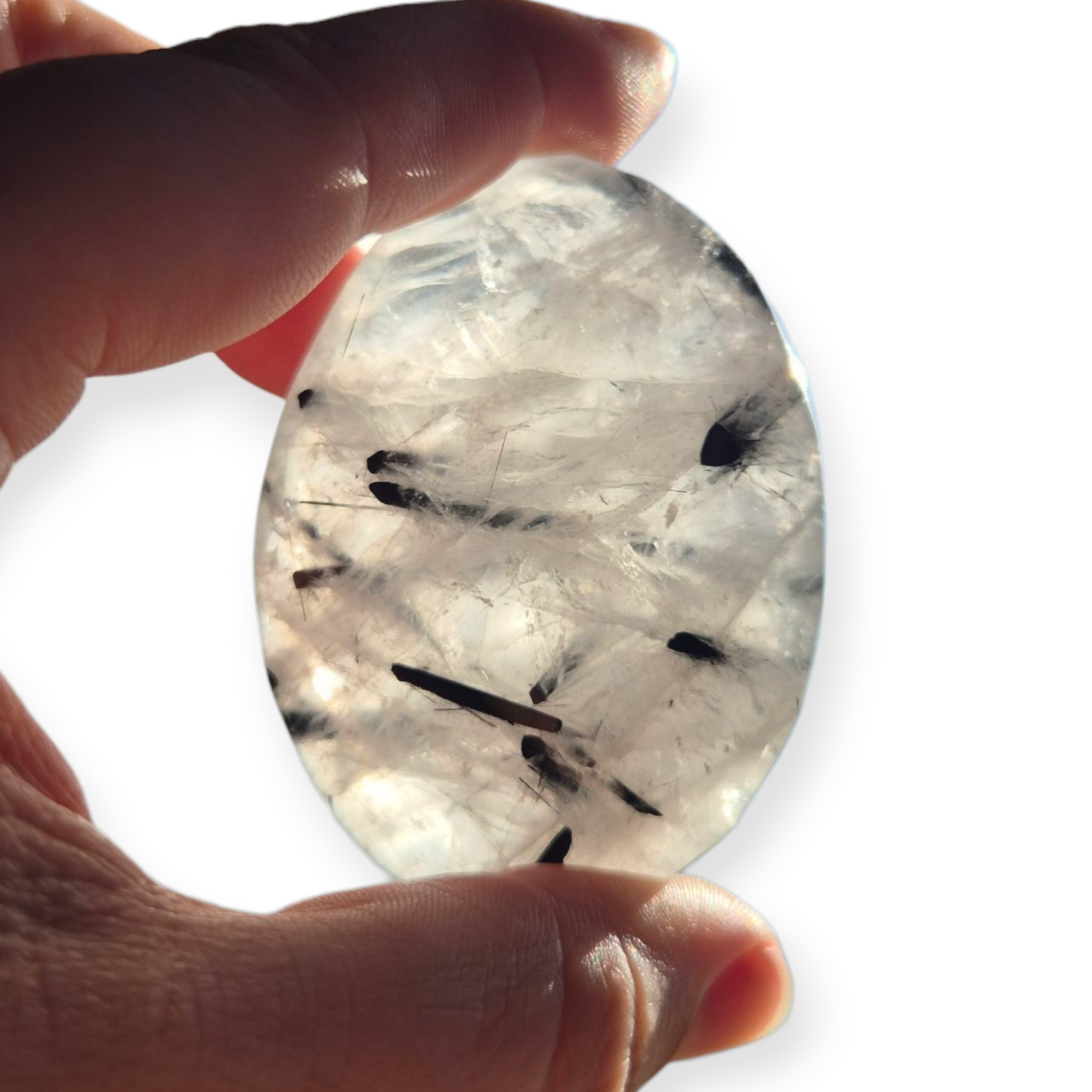 Crystals - Tourmalinated Quartz Palmstone
