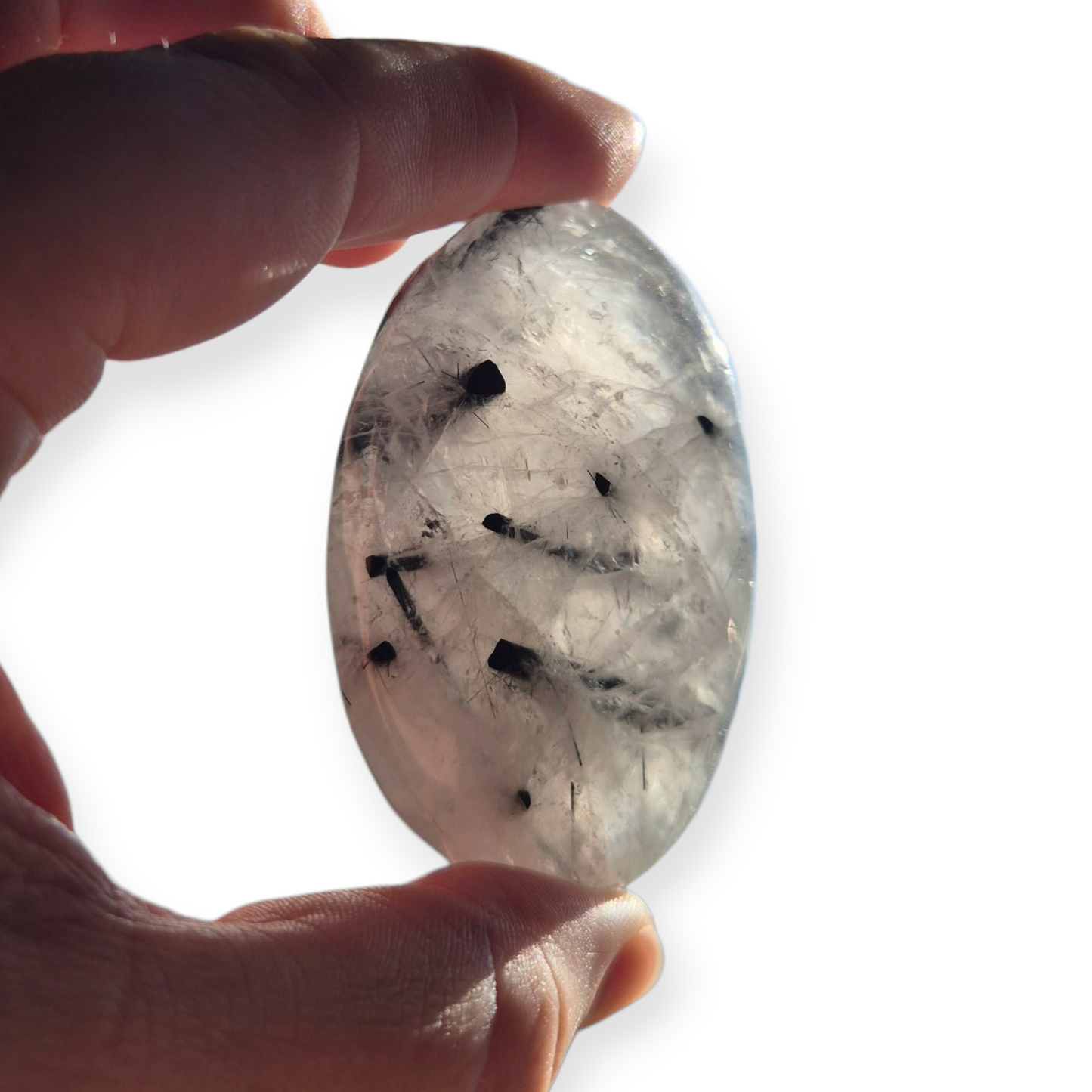 Crystals - Tourmalinated Quartz Palmstone