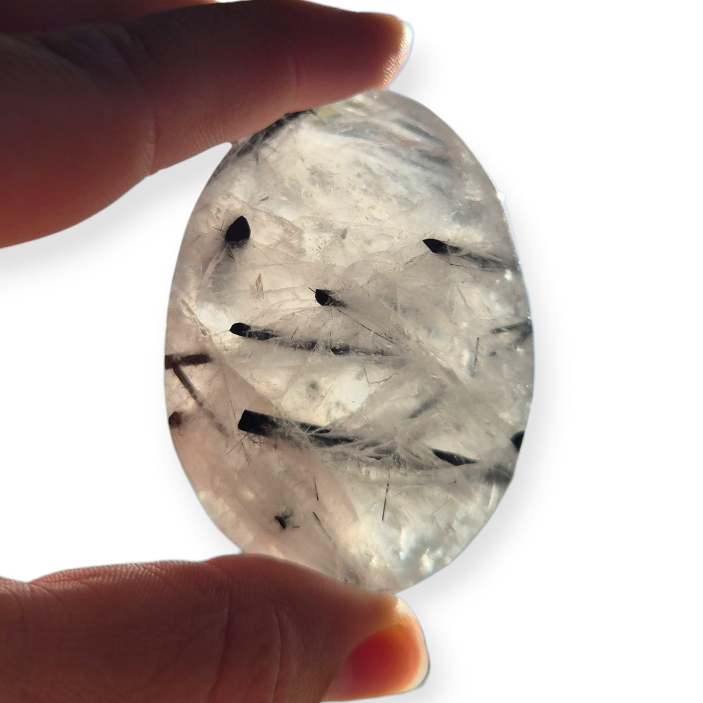 Crystals - Tourmalinated Quartz Palmstone