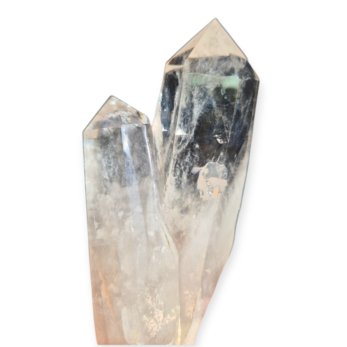 Crystals - Clear Quartz Double Generator/Tower with Gold Stand