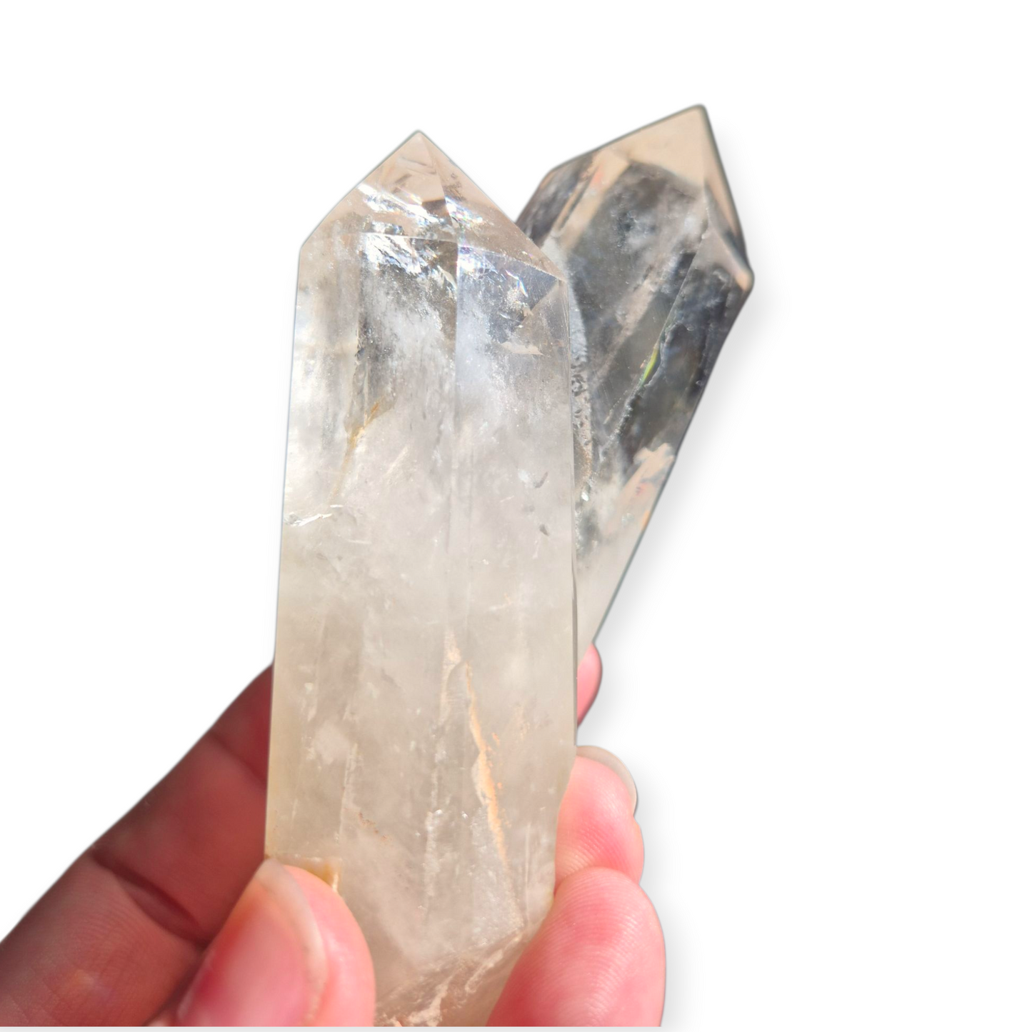 Crystals - Clear Quartz Double Generator/Tower with Gold Stand